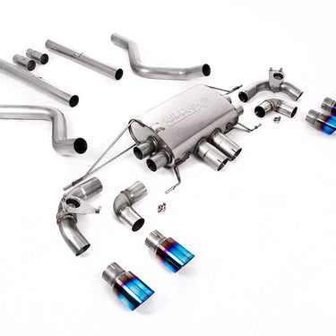 SSXLR118-699 - Defender 90 V8 2021+ Milltek Performance Exhaust -  Particulate Filter-back - OPF/GPF Back Non-Resonated Valved System (Louder) with Quad GT-90 Burnt/Blue Titanium Trims