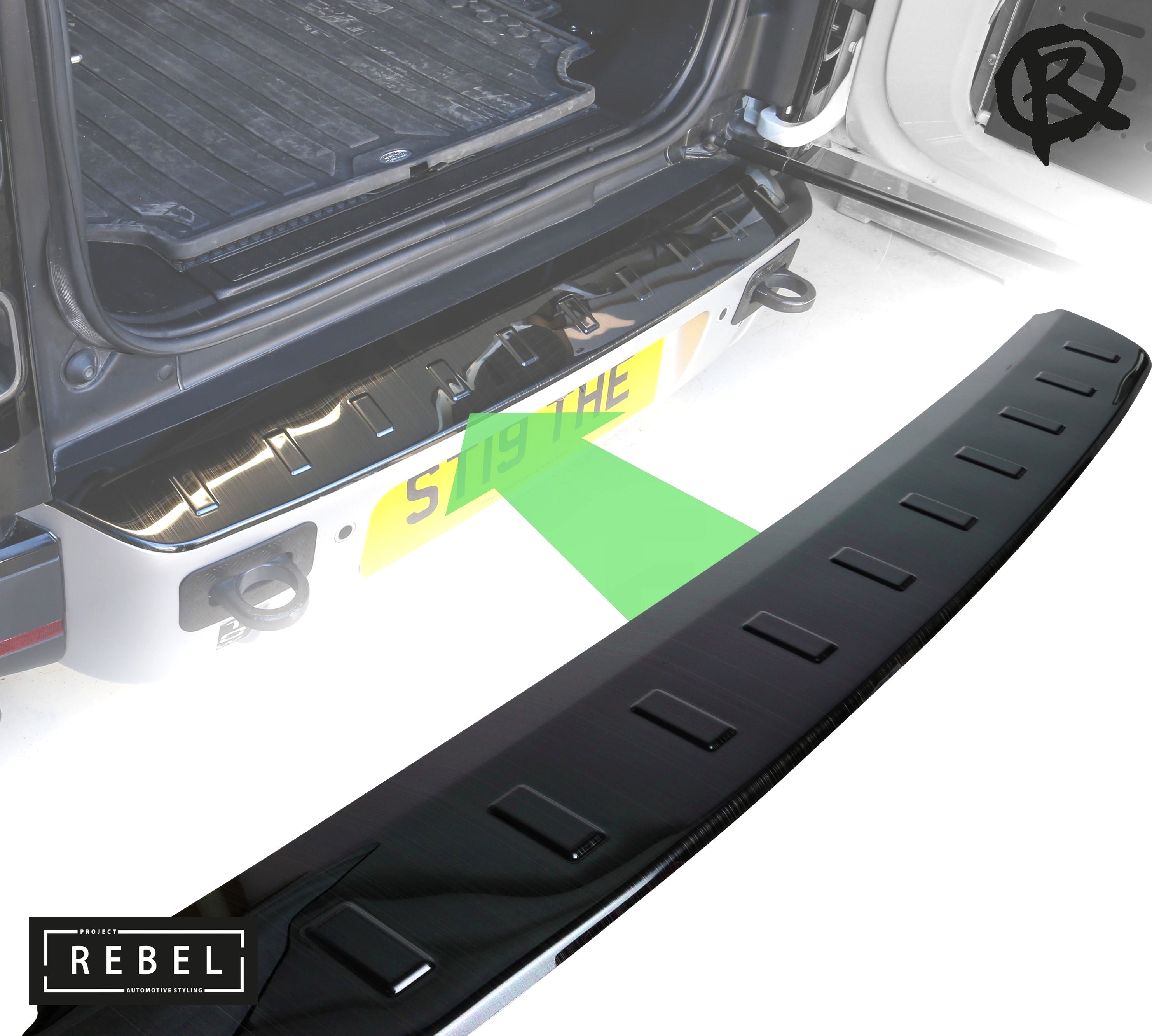 Defender L663 Extended Tailgate Scratch Protection Trim v2 - Gloss Bla ...